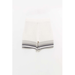 CASABLANCA WHITE GREY CROCHET SHORTS